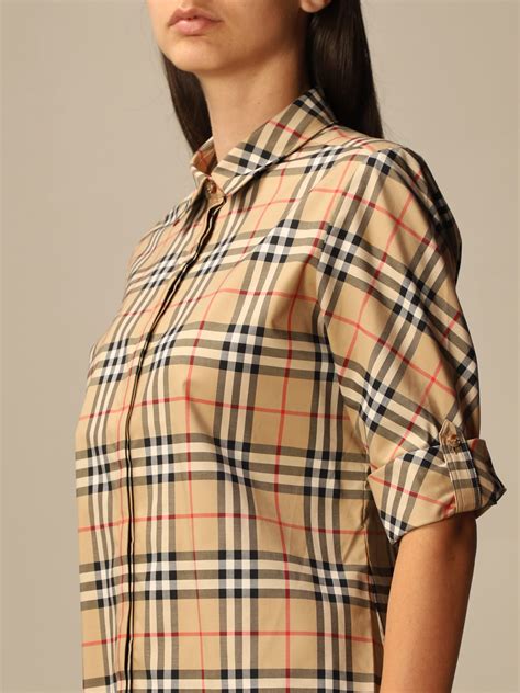 camicia di burberry donna|Camicia con vestibilità slim in cotone Check (Sabbia) .